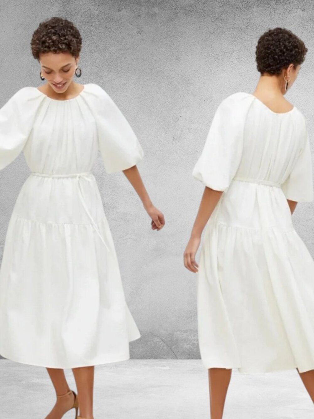 M.M. LaFleur Relaxed Fit Medina Tea Length Dress - Procelain - XXL/XXXL